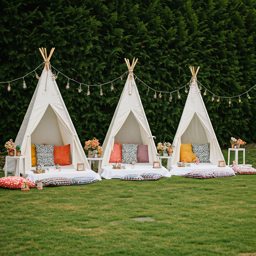 A beautifully decorated kids zone at a wedding
